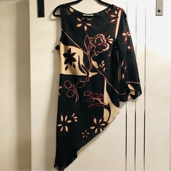 Two Roads Large (14-16) Unique Asymmetrical Floral Tunic Top - Picture 8 of 10